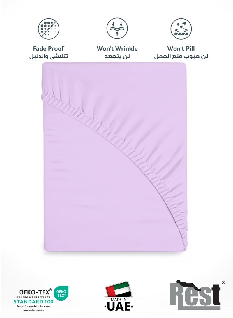 REST Fitted Bedsheet 160x200+30cm Breathable Plush light Purple Fabric with Deep Pockets Machine Washable for Optimal Protection - Image 4